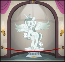 Size: 2030x1925 | Tagged: safe, artist:icaron, character:princess cadance, inanimate tf, museum, objectification, petrification, plinth, show accurate, solo, statue, story included, transformation