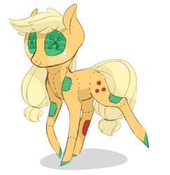 Size: 1280x1319 | Tagged: safe, artist:jellybeanbullet, character:applejack, button eyes, doll, female, patchwork, solo, toy