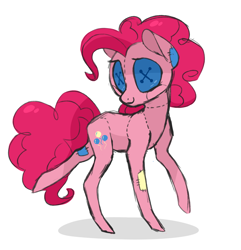 Size: 1226x1270 | Tagged: safe, artist:jellybeanbullet, character:pinkie pie, button eyes, doll, female, patchwork, solo, toy