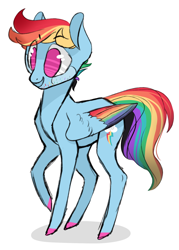 Size: 1280x1789 | Tagged: safe, artist:jellybeanbullet, character:rainbow dash, species:pony, alternate hairstyle, beard, chest hair, colored wings, facial hair, male, multicolored wings, rainbow wings, simple background, solo, stallion, stubble, trans male, trans stallion rainbow dash, transgender, white background