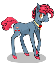Size: 892x1025 | Tagged: safe, artist:jellybeanbullet, character:apple split, species:earth pony, species:pony, apple family member, colored hooves, crossed legs, male, simple background, solo, stallion, white background