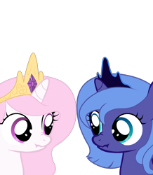 Size: 848x972 | Tagged: safe, artist:camtwosix, derpibooru original, character:princess celestia, character:princess luna, cewestia, filly, looking at each other, pink-mane celestia, scrunch battle, scrunchy face, simple background, sisters, stare, staring contest, transparent background, woona
