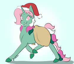 Size: 1200x1033 | Tagged: safe, artist:kourabiedes, character:fizzy, g1, clothing, female, g1 to g4, generation leap, hat, santa hat, simple background, solo