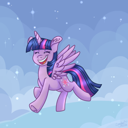 Size: 1000x1000 | Tagged: safe, artist:laydeekaze, character:twilight sparkle, character:twilight sparkle (alicorn), species:alicorn, species:pony, female, mare, snow, snowfall, solo