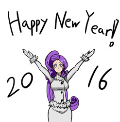 Size: 1024x1035 | Tagged: safe, artist:franschesco, character:rarity, species:human, 2016, clothing, coat, female, happy new year, happy new year 2016, humanized, solo