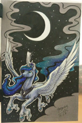 Size: 612x914 | Tagged: safe, artist:begasus, character:princess luna, female, moon, solo, stars