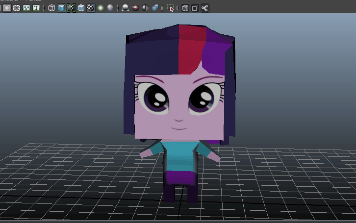 Size: 726x455 | Tagged: safe, artist:xenstroke, character:twilight sparkle, my little pony:equestria girls, 3d, :o, animated, chibi, cute, female, looking at you, looking up, low poly, open mouth, smiling, solo, what has science done
