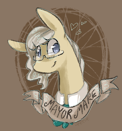 Size: 404x433 | Tagged: safe, artist:steeve, character:mayor mare, animated, bust, female, glasses, portrait, smiling