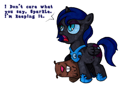 Size: 1378x964 | Tagged: safe, artist:darkone10, character:nightmare moon, character:princess luna, species:pony, beaver, crossover, cute, filly, gravity falls, legend of the gobblewonker, nightmare woon, woona