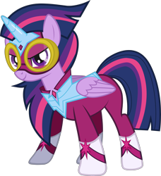 Size: 6000x6593 | Tagged: safe, artist:byteslice, character:masked matter-horn, character:twilight sparkle, character:twilight sparkle (alicorn), species:alicorn, species:pony, episode:power ponies, g4, my little pony: friendship is magic, absurd resolution, female, goggles, looking at you, mare, simple background, smiling, smirk, solo, spandex, transparent background, vector