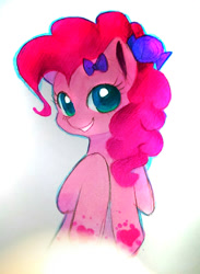 Size: 556x759 | Tagged: safe, artist:jacky-bunny, character:pinkie pie, bow, female, hair bow, markers, photo, solo, traditional art