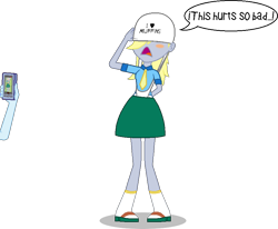 Size: 888x733 | Tagged: safe, artist:toonalexsora007, character:derpy hooves, character:rainbow dash, species:human, my little pony:equestria girls, abuse, aftermath, arm, atomic wedgie, blushing, camera, clothing, derpybuse, dialogue, embarrassed, female, humiliated, humiliation, muffin, pain, panties, phone, shadow, simple background, smartphone, solo focus, transparent background, underwear, wedgie, white underwear