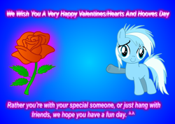 Size: 1538x1090 | Tagged: safe, artist:darktailsko, oc, oc only, oc:speedy, species:pony, episode:hearts and hooves day, g4, my little pony: friendship is magic, card, colt, flower, hasbro, male, my little pony, rose, solo, the hub, valentine's day