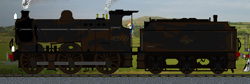 Size: 836x280 | Tagged: safe, artist:westrail642fan, character:rainbow dash, oc, oc:fowler 4f 43999, oc:westrail 644, british rail, british railways, class 19, countryside, england, fowler, fowler 4f, my little pony: origins, realistic background, steam engine, steam train, train, westrail