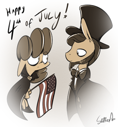 Size: 700x750 | Tagged: safe, artist:slitherpon, character:apple bloom, 4th of july, abraham lincoln, american flag, american independence day, cloak, clothing, hat, independence day, moody mark crusaders, murica, top hat