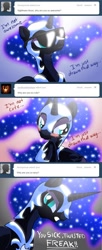 Size: 650x1590 | Tagged: dead source, safe, artist:alfa995, character:nightmare moon, character:princess luna, ask, blushing, sunglasses, tsundere moon, tumblr