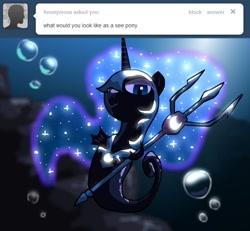 Size: 650x600 | Tagged: dead source, safe, artist:alfa995, character:nightmare moon, character:princess luna, species:sea pony, ask, tumblr, underwater