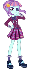 Size: 2600x5200 | Tagged: safe, artist:lifes-remedy, character:sunny flare, equestria girls:friendship games, g4, my little pony: equestria girls, my little pony:equestria girls, absurd resolution, bow tie, clothing, crystal prep academy, crystal prep academy uniform, crystal prep shadowbolts, female, high heels, one eye closed, pleated skirt, school uniform, simple background, skirt, socks, solo, transparent background, vector