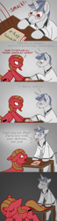 Size: 696x2688 | Tagged: safe, artist:aisu-isme, oc, oc only, oc:dr. x-ray, oc:pun, ask the creepy ponies, breaking up, crying, wat