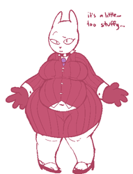 Size: 358x469 | Tagged: safe, artist:mangneto, character:rover, species:anthro, species:diamond dog, breasts, chubby, clothing, dress, fat, female, femrover, formal, rule 63, sweat, wide hips