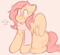 Size: 657x594 | Tagged: safe, artist:toroitimu, character:fluttershy, chest fluff, clothing, female, scarf, solo