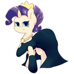 Size: 2394x2394 | Tagged: safe, artist:bloodatius, character:rarity, episode:the gift of the maud pie, g4, my little pony: friendship is magic, audrey hepburn, breakfast at tiffany's, clothing, dress, female, holly golightly, necklace, solo, tiara