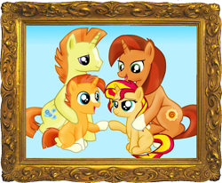 Size: 873x720 | Tagged: safe, artist:majkashinoda626, character:stellar flare, character:sunburst, character:sunset shimmer, character:sunspot, species:pony, species:unicorn, blaze (coat marking), brother and sister, coat markings, colt, colt sunburst, family, father and daughter, father and son, female, filly, filly sunset shimmer, headcanon, insane fan theory, like father like daughter, like father like son, like mother like daughter, male, mare, mother and daughter, siblings, socks (coat marking), stallion, sunny siblings, young, younger