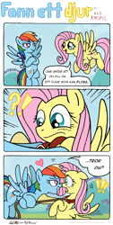 Size: 1634x3235 | Tagged: safe, artist:redapropos, edit, editor:liggliluff, character:fluttershy, character:rainbow dash, species:pony, ship:flutterdash, bedroom eyes, blushing, collar, collaring, comic, female, heart, hilarious in hindsight, leash, lesbian, pet play, shipping, swedish, translation