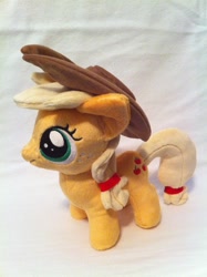 Size: 1936x2592 | Tagged: safe, artist:planetplush, character:applejack, species:pony, clothing, female, filly, hat, irl, photo, plushie, solo
