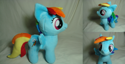 Size: 900x465 | Tagged: safe, artist:planetplush, character:rainbow dash, species:pegasus, species:pony, female, filly, filly rainbow dash, irl, mare, photo, plushie, solo
