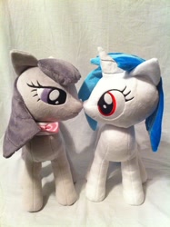 Size: 1936x2592 | Tagged: safe, artist:planetplush, character:dj pon-3, character:octavia melody, character:vinyl scratch, species:pony, ship:scratchtavia, female, implied lesbian, implied scratchtavia, implied shipping, irl, lesbian, nuzzling, photo, plushie, shipping