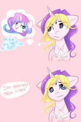 Size: 1280x1920 | Tagged: safe, artist:sugarberry, character:princess flurry heart, character:princess skyla, parent:princess cadance, parent:shining armor, parents:shiningcadance, comic, crystal sisters, female, offspring, older, skyla-diaries, solo, tumblr