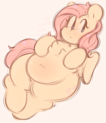 Size: 658x765 | Tagged: safe, artist:toroitimu, character:fluttershy, belly, belly button, chest fluff, chubby, cute, fat, fattershy, female, solo