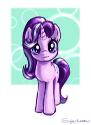 Size: 497x688 | Tagged: safe, artist:superkeen, character:starlight glimmer, species:pony, species:unicorn, :3, cute, female, glimmerbetes, looking at you, mare, signature, simple background, smiling, solo, white background