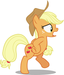 Size: 769x900 | Tagged: safe, artist:seahawk270, character:applejack, species:pony, episode:applejack's day off, chicken dance, chickenjack, clothing, cowboy hat, female, hat, open mouth, silly, silly pony, simple background, solo, stetson, transparent background, vector, who's a silly pony
