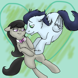 Size: 5000x5000 | Tagged: safe, artist:enigmaticfrustration, character:octavia melody, character:soarin', species:earth pony, species:pegasus, species:pony, absurd resolution, female, floppy ears, heart, male, mare, shipping, smiling, soarintavia, soartavia, stallion, straight