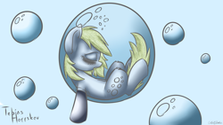 Size: 3840x2160 | Tagged: safe, artist:fakskis, character:derpy hooves, species:pegasus, species:pony, belly button, blushing, bubble, drool, ear fluff, female, in bubble, mare, sleeping, solo