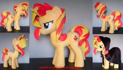 Size: 1024x587 | Tagged: safe, artist:agatrix, character:sunset shimmer, species:pony, species:unicorn, cloak, clothing, irl, photo, plushie, solo