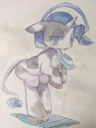 Size: 960x1280 | Tagged: safe, artist:mosamosa_n, character:rarity, species:cow, female, raricow, solo, species swap, traditional art