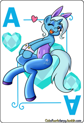 Size: 1447x2100 | Tagged: safe, artist:outofworkderpy, character:trixie, species:pony, species:unicorn, ace, ace of hearts, adorkable, bunny ears, bunny suit, card, clothing, cute, dork, eyeshadow, female, funny, heart, leaning, leaning back, legs, leotard, magician outfit, makeup, mare, pantyhose, playing card, pose, seductive, seductive pose, sexy, silly, solo, stomach, sultry pose, tights, wink