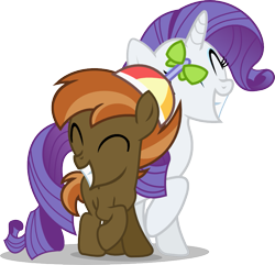 Size: 829x800 | Tagged: safe, artist:seahawk270, character:button mash, character:rarity, clothing, eyes closed, female, hat, male, propeller hat, raised hoof, rarimash, request, shipping, smiling, straight