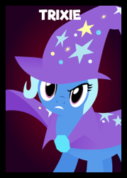 Size: 225x315 | Tagged: safe, artist:wingbeatpony, character:trixie, species:pony, species:unicorn, .svg available, card game, female, mare, one night in ponyville, solo, svg, text, trixie's hat, vector