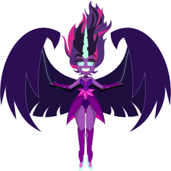Size: 1280x1276 | Tagged: safe, artist:mrcbleck, character:midnight sparkle, character:twilight sparkle, character:twilight sparkle (scitwi), species:eqg human, my little pony:equestria girls, corrupted, demon, female, grin, midnight sparkle, smiling, solo