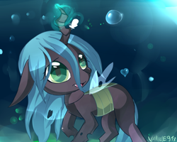 Size: 1280x1024 | Tagged: dead source, safe, artist:spookyle, character:queen chrysalis, species:changeling, butterfly, female, heart, nymph