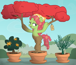 Size: 2000x1713 | Tagged: safe, artist:icaron, character:tree hugger, species:pony, plant tf, potted plant, show accurate, solo, transformation, tree, underhoof