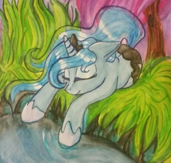 Size: 1145x1092 | Tagged: safe, artist:gleamydreams, character:princess luna, female, solo, traditional art