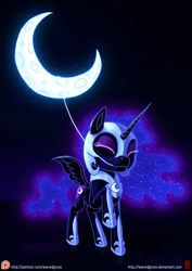 Size: 905x1280 | Tagged: safe, artist:wwredgrave, character:nightmare moon, character:princess luna, species:alicorn, species:pony, eyes closed, female, filly, monochrome, moon, mouth hold, nightmare woon, rope, solo, tangible heavenly object