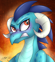 Size: 1024x1168 | Tagged: safe, artist:jorobro, character:princess ember, species:dragon, blushing, bust, female, portrait, solo