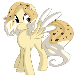 Size: 2485x2545 | Tagged: safe, artist:xsidera, oc, oc only, oc:chocolate chip, species:pegasus, species:pony, food, food pony, original species, simple background, solo, transparent background, two toned wings