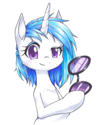 Size: 1000x1154 | Tagged: safe, artist:hashioaryut, character:dj pon-3, character:vinyl scratch, female, simple background, solo, sunglasses, white background